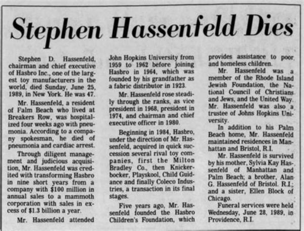 Stephen D. Hassenfeld Net Worth